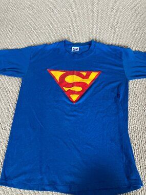 Vtg 80s Blue Short Sleeve Superman T shirt Men’s L made in USA America's Finest